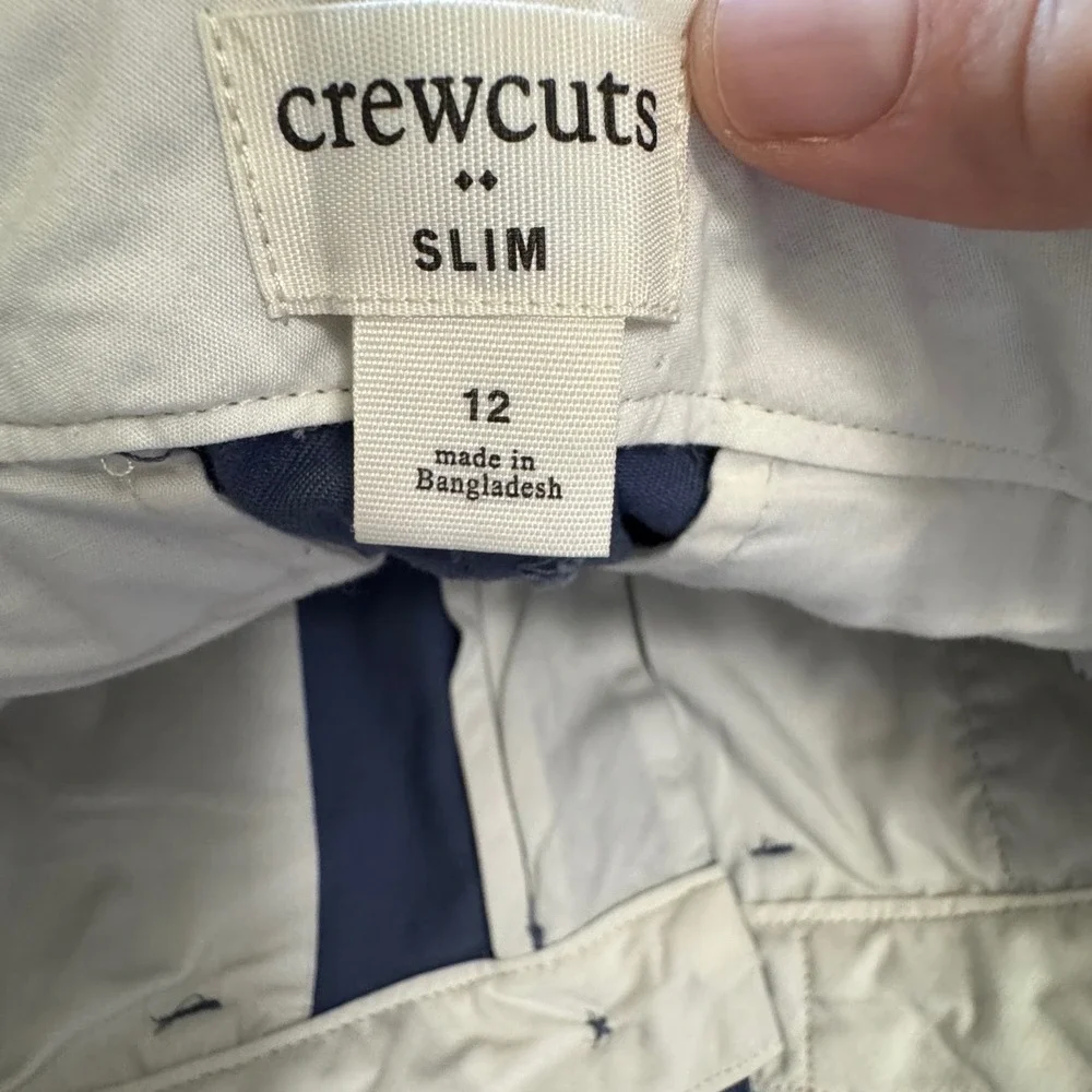 Crewcuts Chino Pants Kids Size 12 Navy‎ Blue Excellent Slim Fit Adjustable Waist